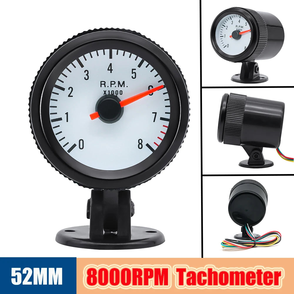 Car Racing Tachometer 2"52MM RPM Meter Analog Black Case with Blue LED Outboard Tach Gauge For 1 - Automotive LED Light