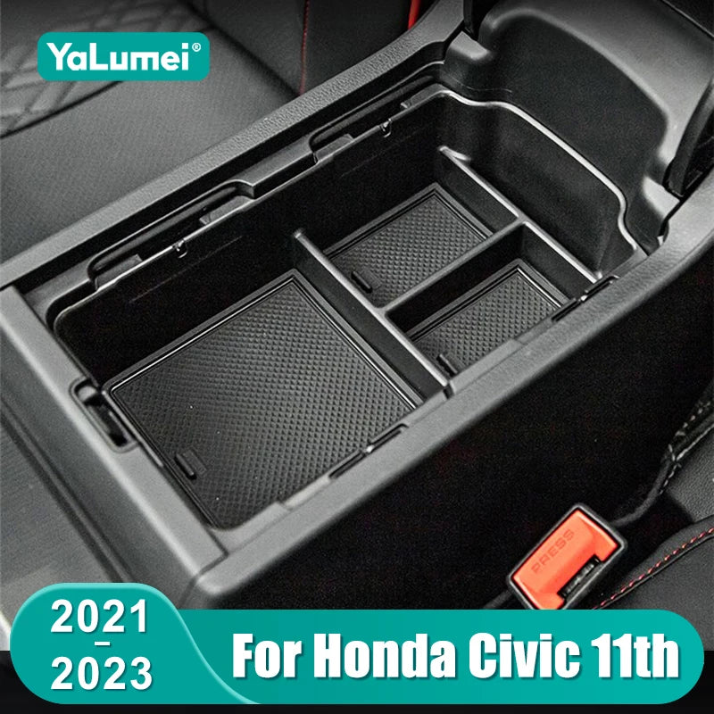 For Honda Civic 11th Gen 2021 2022 2023 Car Central Armrest Storage Box Organizer Container Tray - Automotive LED Light