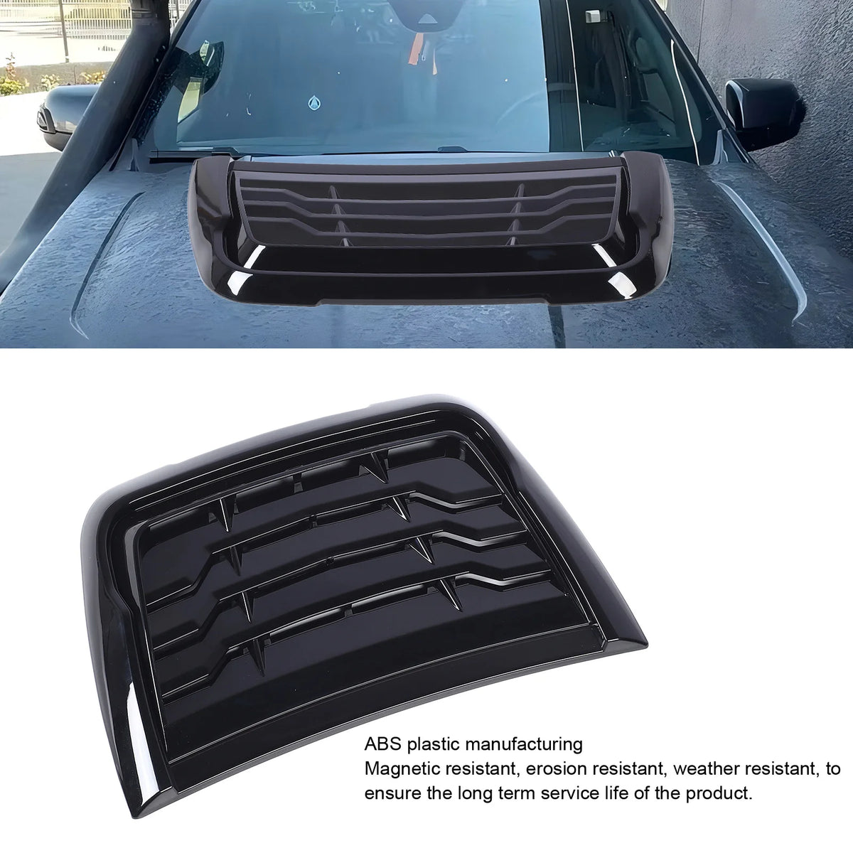 Car Bonnet Air Intake Vent Scoop Cover Glossy Black Hood Air Intake Trim Cover For Ranger XLT XL - Automotive LED Light
