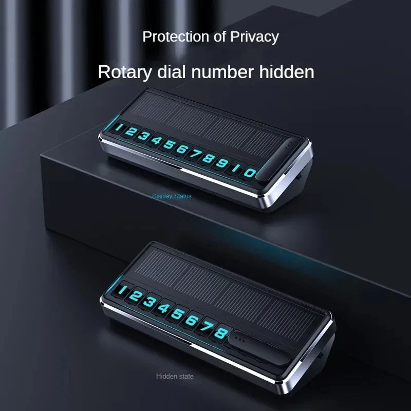Solar Powered LED Parking Card Holder - Temporary Parking Pass with Multiple Number Options Car  - Automotive LED Light