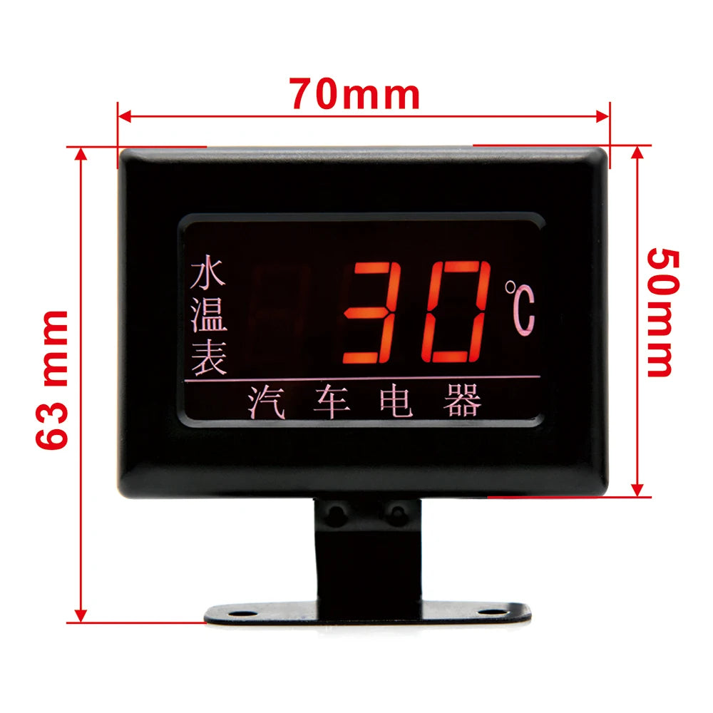 Universal 0～120 Celsius Water Temperature Gauge with Sensor Fit for 12V~24V Car Boat Marine Digi - Automotive LED Light