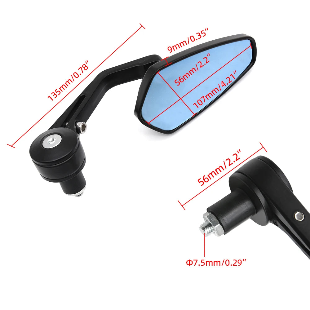 Motorcycle Bike Cruiser Chopper ATV Aluminum 7/8'' 22mm Bar End Side Rear View Mirror For BMW Du - Automotive LED Light