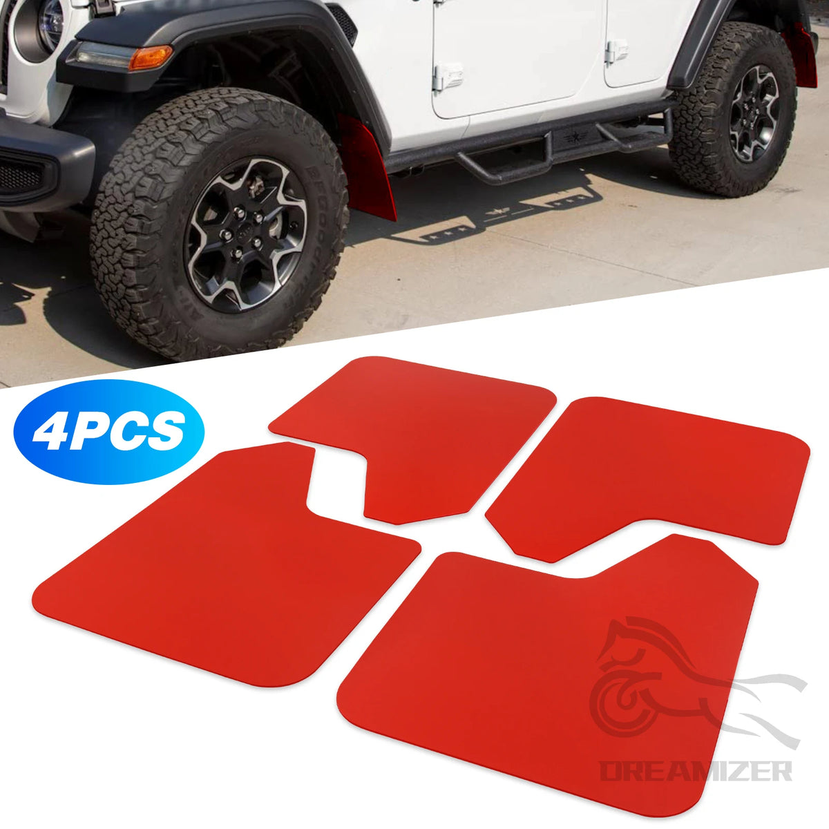 4 PCS Splash Guards Mud Flaps Car Mudguards Fender Cover Flares W/Hardware Universal Front Rear  - Automotive LED Light