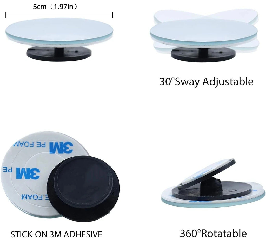 2Pcs Car Blind Spot Mirror HD Glass Convex 360 Degree Adjustable Angle Rear View Mirror for Car  - Automotive LED Light