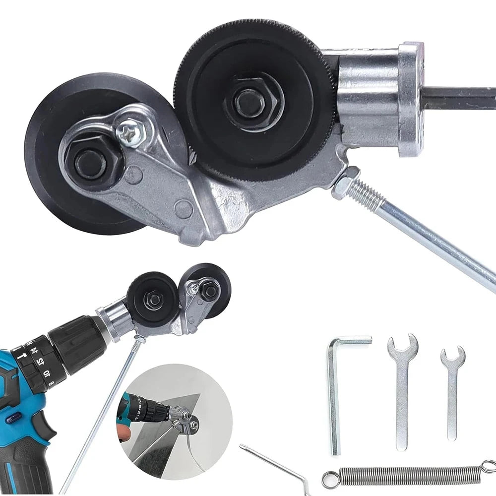 Free Cutting Tool Electric Drill Shears Plate Cutter Metal Nibbler Drill Attachment Double Heade - Automotive LED Light