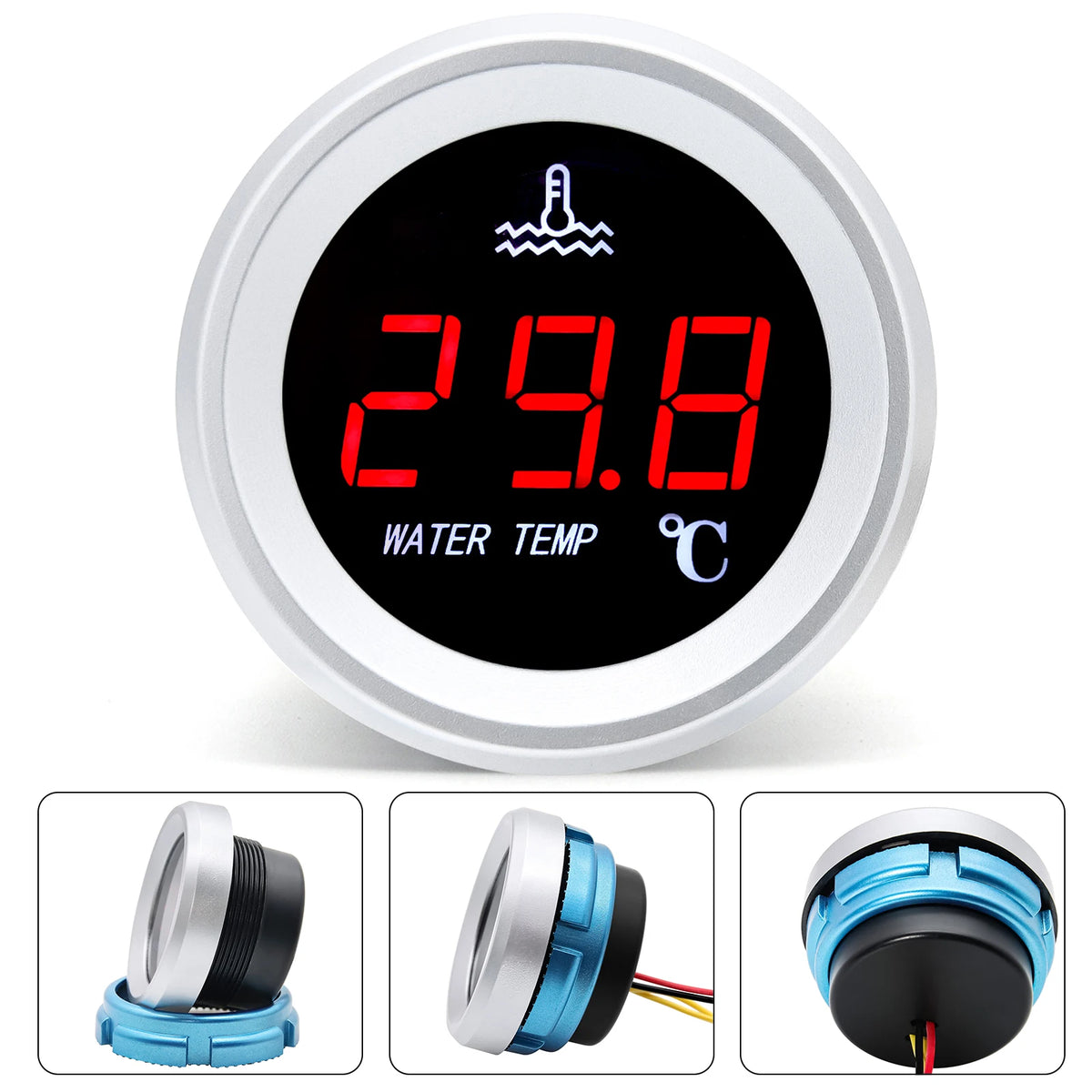 12v Auto Digital Temperature Meter 0-120℃ with Alarm Warning Red LED Display Water Temp Gauge fo - Automotive LED Light