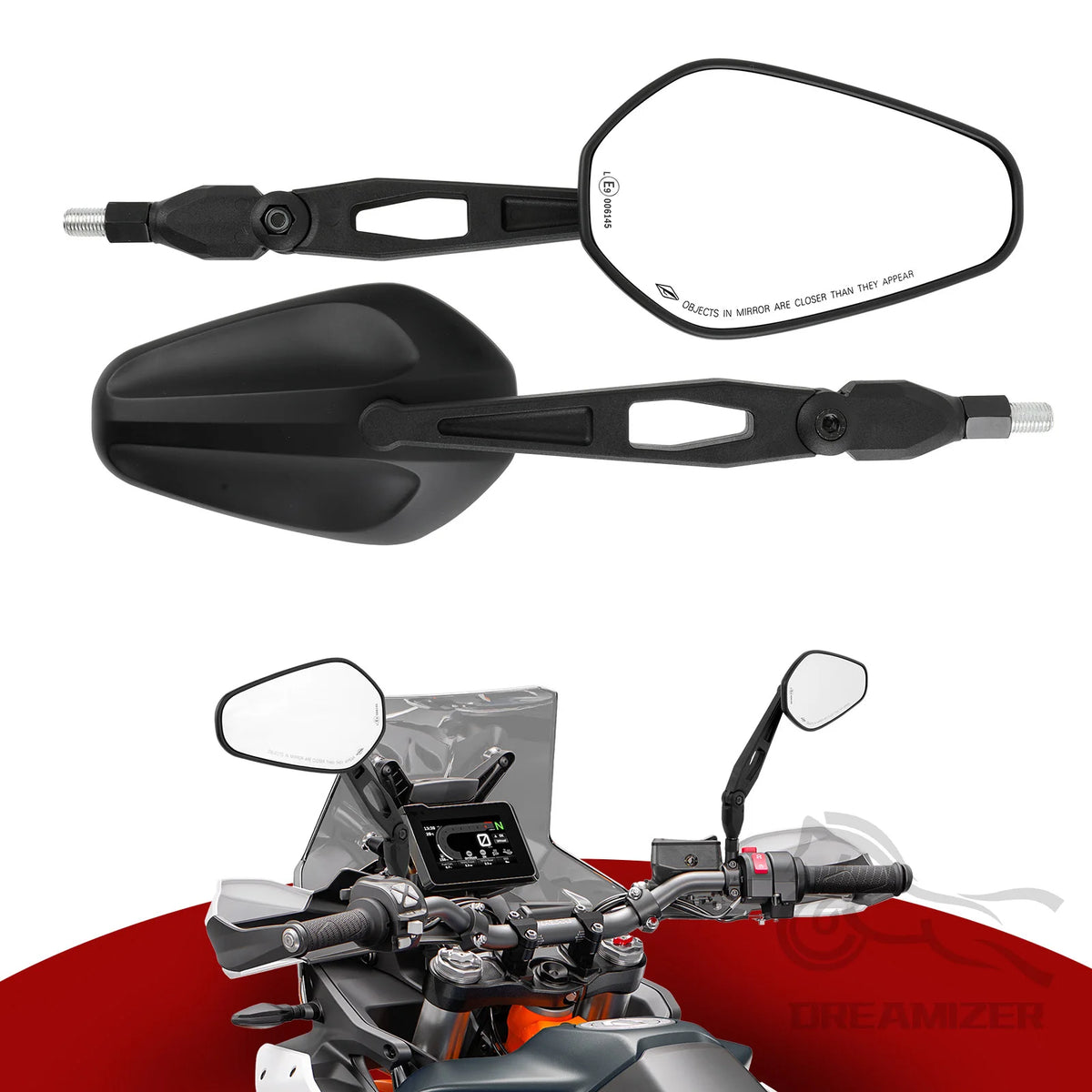 2Pcs Universal Motorcycle Mirrors Rearview Sports Motorcycle For Honda Kawasaki Scooter E-Bike R - Automotive LED Light
