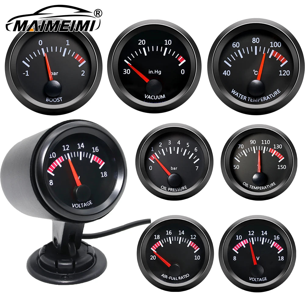 Car Gauge Racing Water Temp Oil Temp Air fuel ratio Fuel Volts 52mm 2 Inch With Sensor Red Point - Automotive LED Light