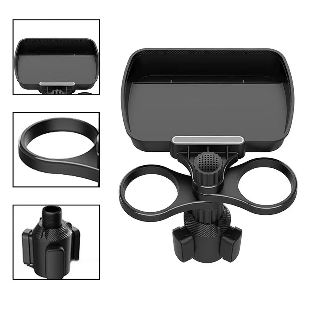 Dual Cup Holder Expander Adjustable for 360°Rotating Multifunctional Car Seat Cup Holder Snack T - Automotive LED Light