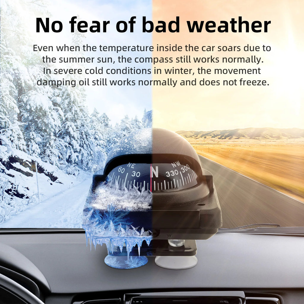 Car Dashboard Compass Mini Ball Dash Dashboard Accurate Data Car Mount Interior Accessories For  - Automotive LED Light