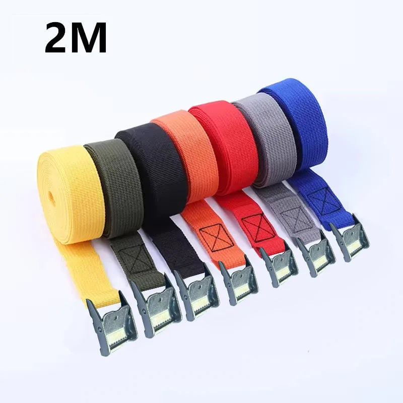 3pcs 2M Buckle Tie-Down Belt cargo straps for Car motorcycle bike With Metal Buckle Tow Rope Str - Automotive LED Light