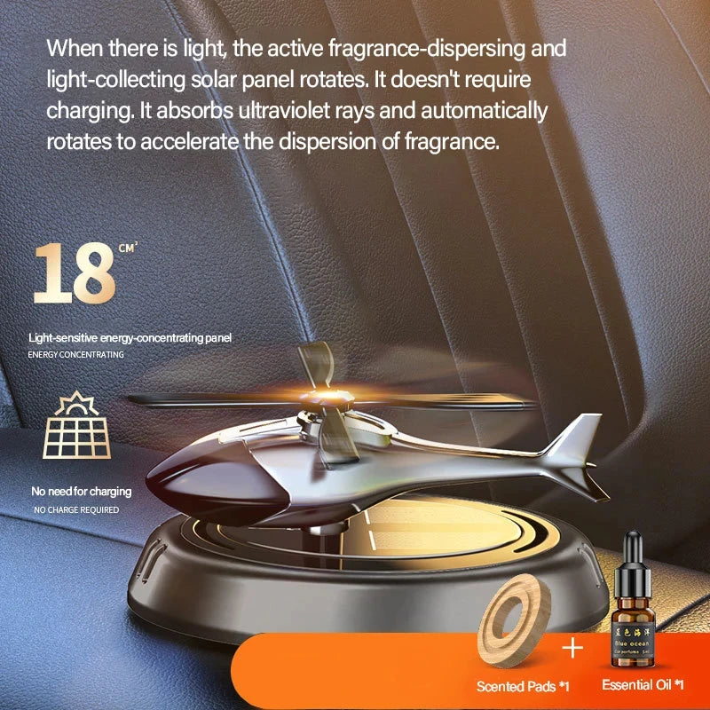 Rotating Aromatherapy Perfume Solar Car Air Freshener Perfume Helicopter Decor Interior Decor So - Automotive LED Light