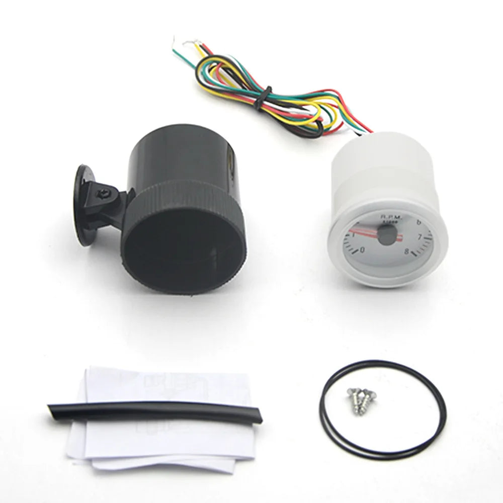 Car Digital Tachometer 2 Inch 52mm LED Tachometer Gauge Car Digital Meter 0-8000RPM with Blue Ba - Automotive LED Light