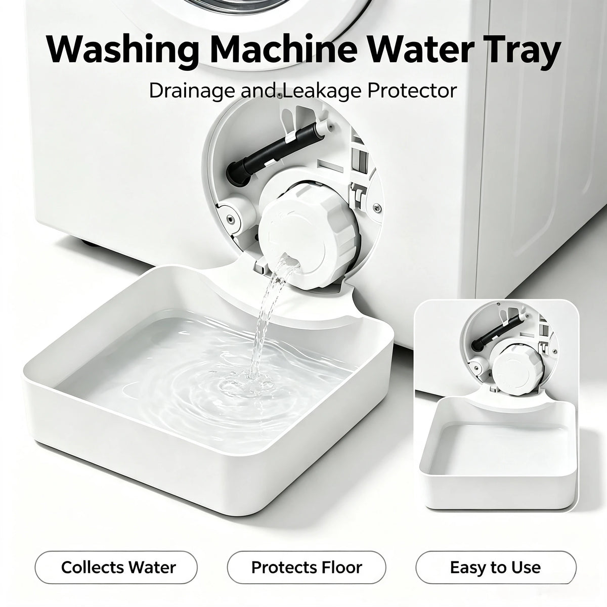 Household Washing Machine Drain Pan Spill Leak Water Catcher Tray Floor Protector Tray for Front - Automotive LED Light