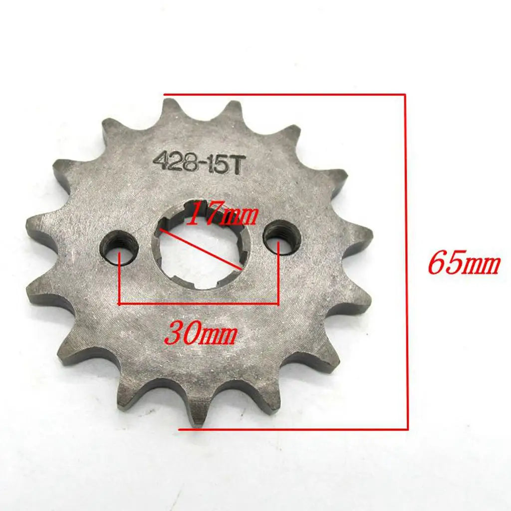 Heavy Duty 428 15T Front Chain Sprocket Pit Bike Chain Adjuster for 110cc 125cc Dirt Bike - Automotive LED Light