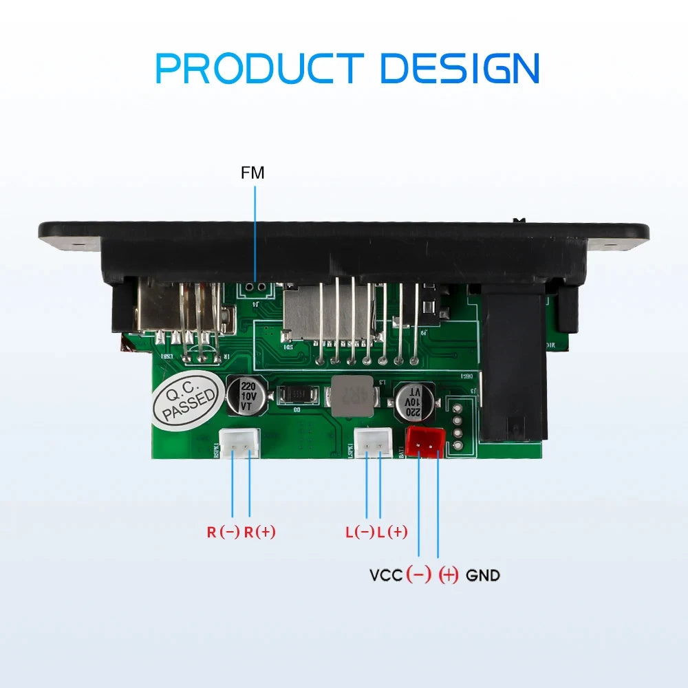 10W Digital Amplifier MP3 Decoder Board DC 5V Bluetooth 5.0 FM Support Microphone Car MP3 Player - Automotive LED Light
