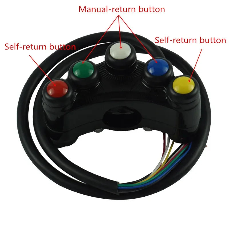 Universal Aluminum 7/8" 22mm Motorcycle Handlebar Switch Turn Signal Headlight Fog Light Horn ON - LED Motorcycle Light