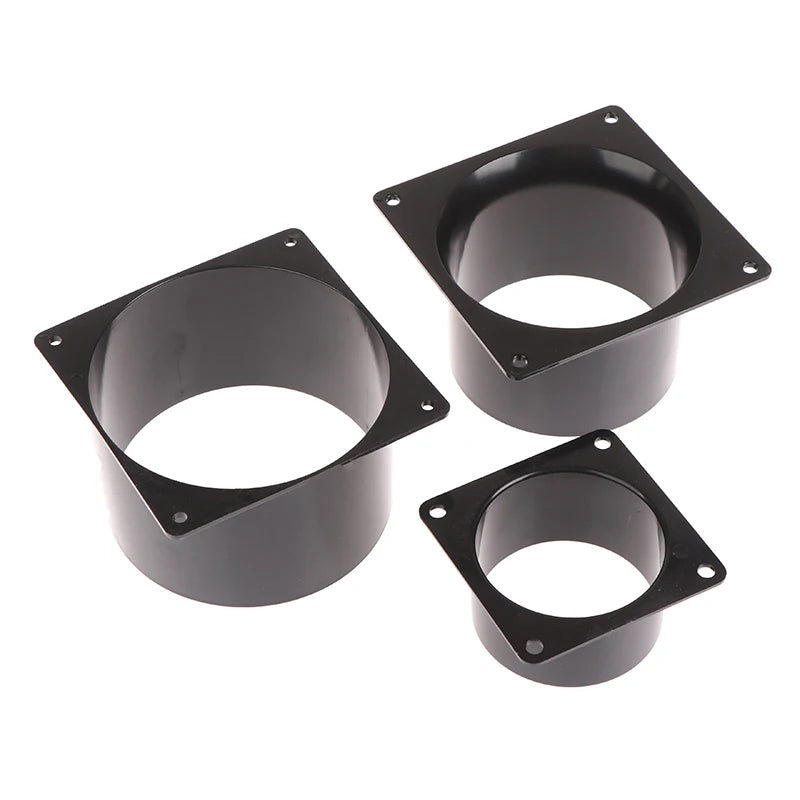Black Flange Connector 75/100/120/150mm Plastic Square Bottom Straight Flange Air Inlet And Outl - Automotive LED Light