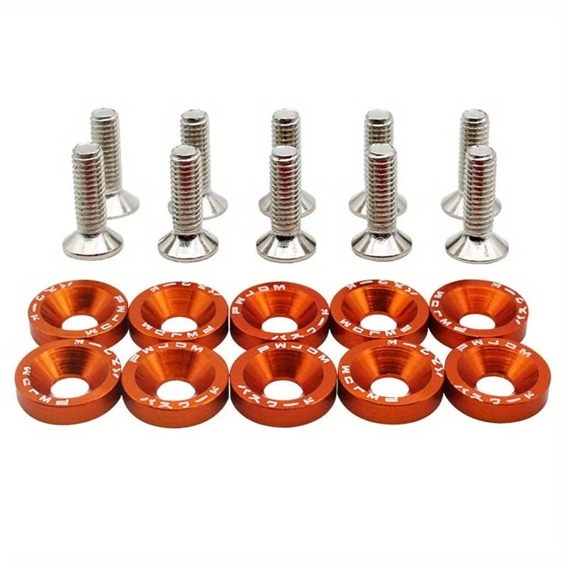 10Pcs Universal M6 Car Modified Hex Fasteners Fender Washer JDM Bumper Engine Aluminum Concave S - Automotive LED Light