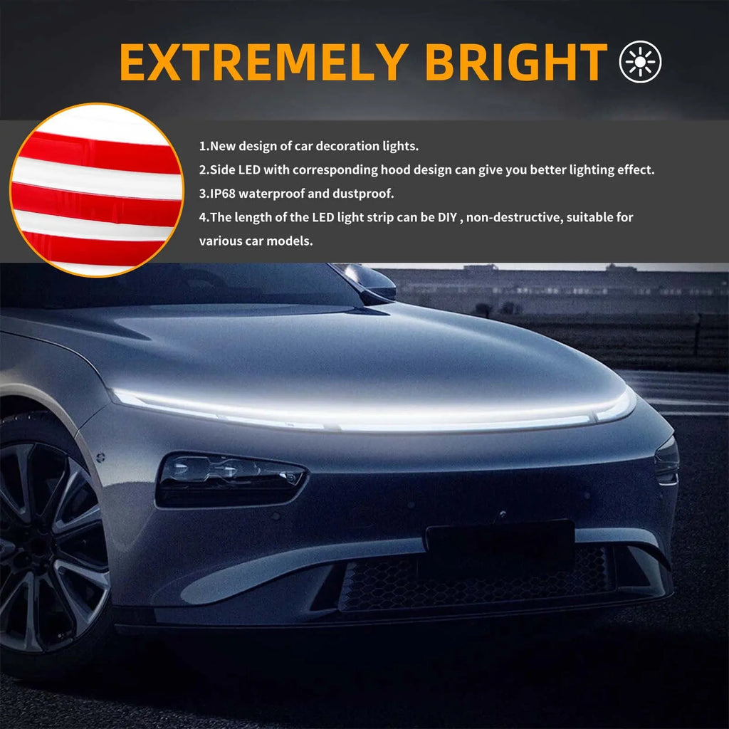 180cm/240cm Exterior Car LED Hood Light Strip Flexible Waterproof Dynamic Scan Start Up Hoodbeam - Automotive LED Light