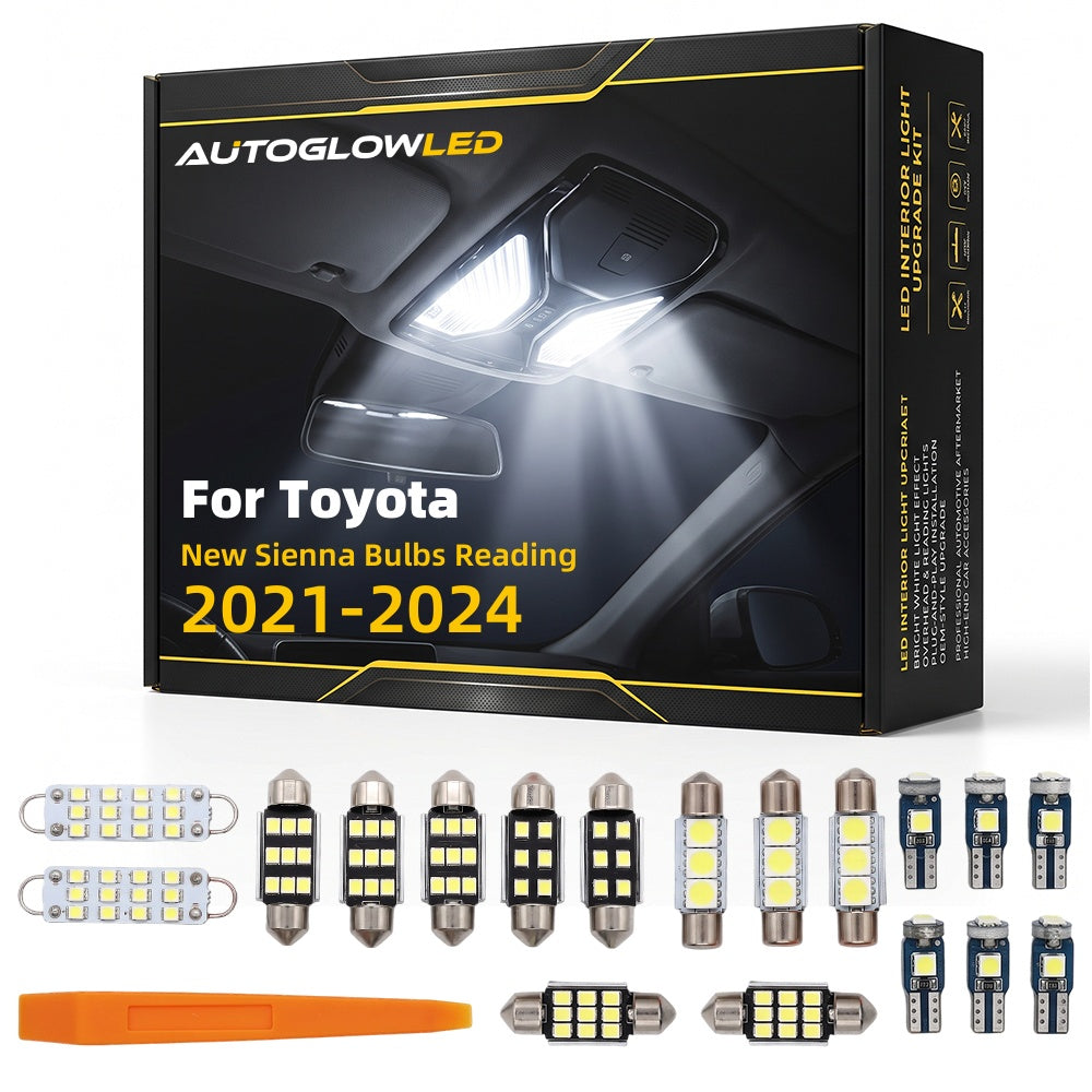 For Toyota New Sienna Bulbs Reading 2021-2024 0-Piece LED Interior Light Kit Canbus Error Free | AUTOGLOWLED