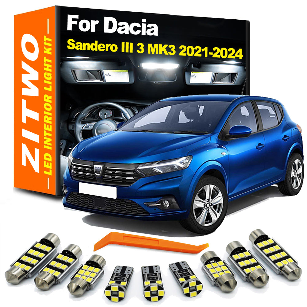 AutoGlowLED 10Pcs LED Interior Light Kit for Dacia Sandero III 2021-2024