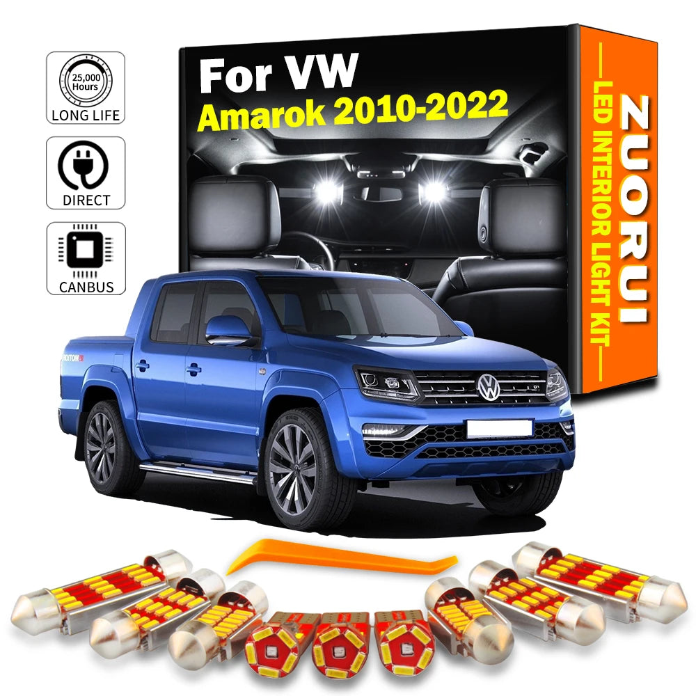 AutoGlowLED 8Pcs Canbus Interior LED Light Kit for VW Amarok 2010-2022 Reading Map Dome Bulb