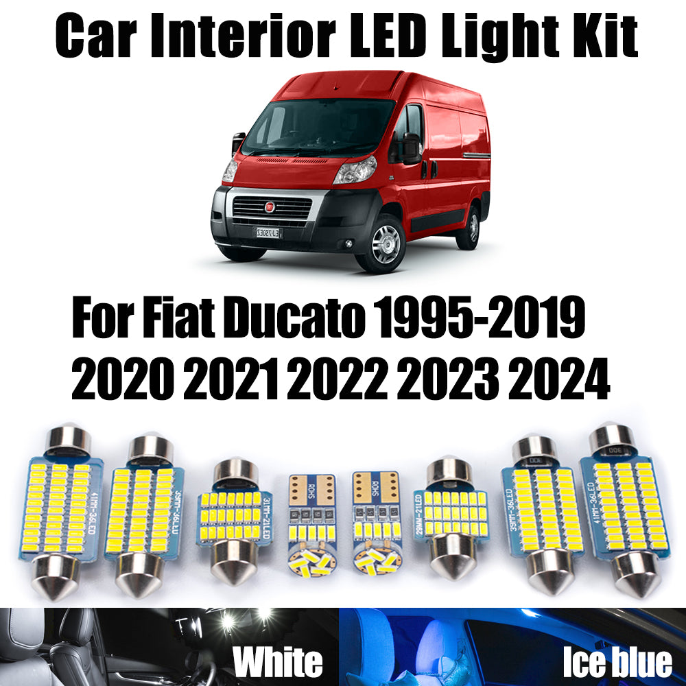 AutoGlowLED 12pcs LED Interior Light Kit for Fiat Ducato 1995-2024 Canbus