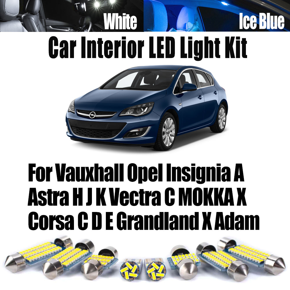 AutoGlowLED Car LED Interior Bulbs Light Kit Canbus for Vauxhall Opel Insignia Astra Vectra MOKKA Corsa Grandland Adam