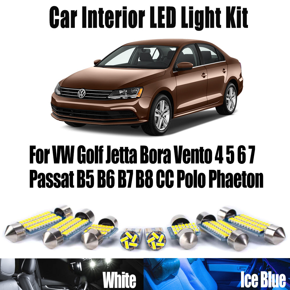 AutoGlowLED LED Interior Light Kit for VW Golf Jetta Passat Dome Map Trunk Bulbs