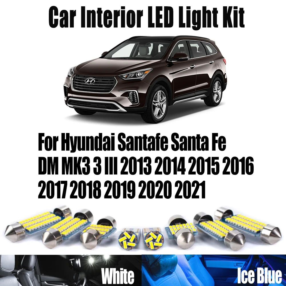 AutoGlowLED 11Pcs LED Interior Light Kit for Hyundai Santa Fe 2013-2021