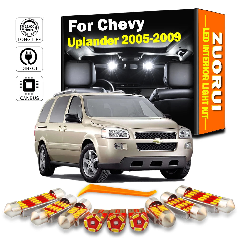 AutoGlowLED 12Pcs Canbus LED Interior Light Kit for Chevrolet Uplander 2005-2009