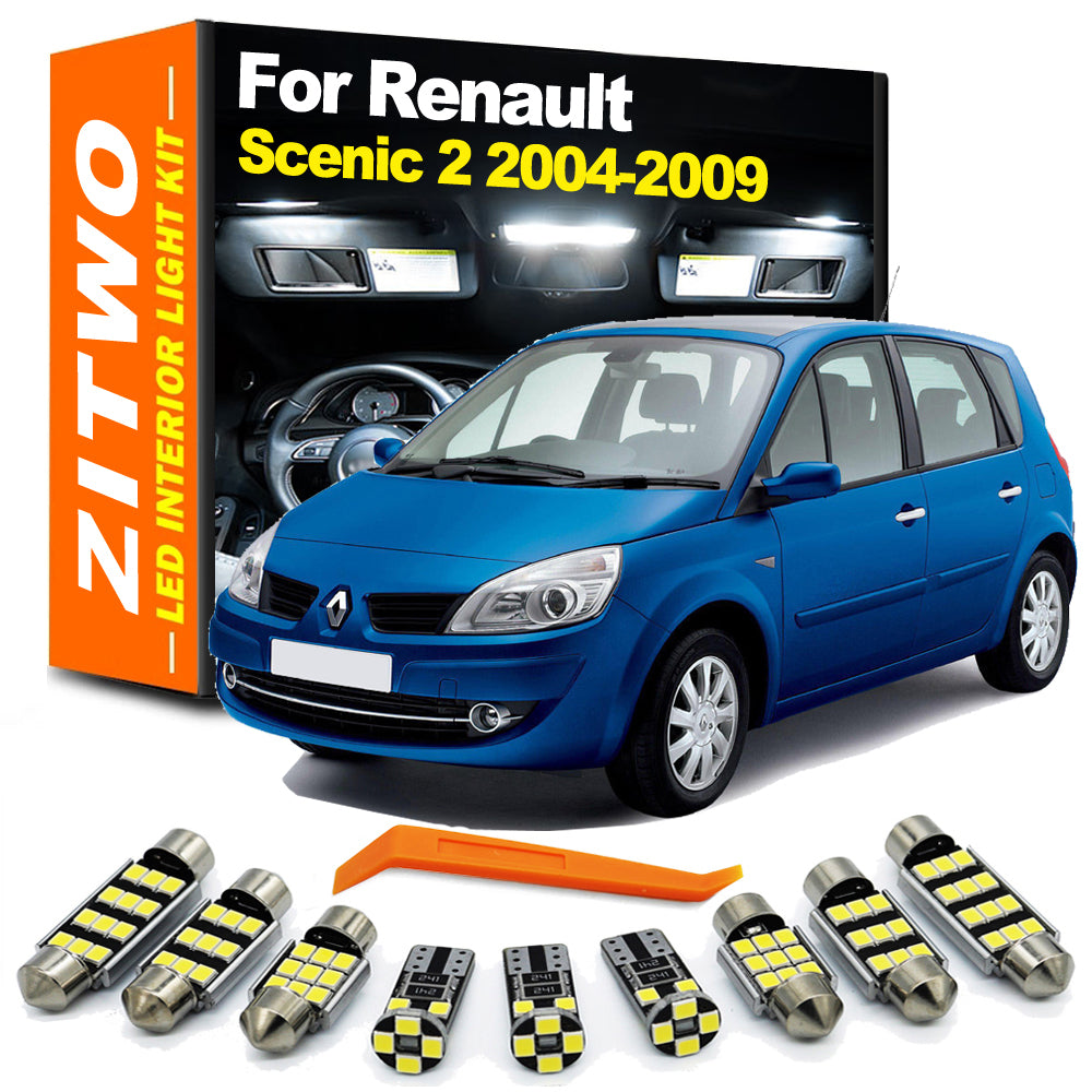 AutoGlowLED 18Pcs LED Interior Light Kit for Renault Scenic Grand 2 II 2004-2009