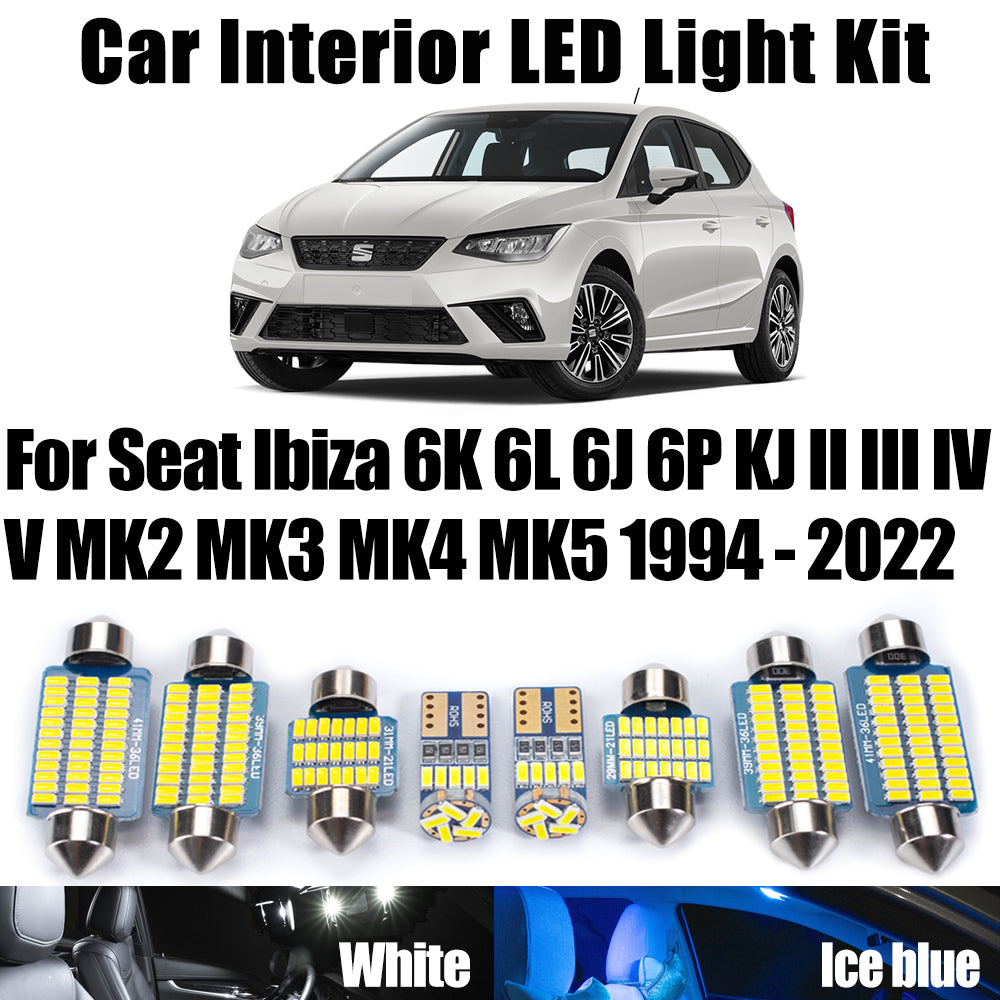 AutoGlowLED Seat Ibiza Interior LED Dome Light Kit Canbus Error Free 1994-2022