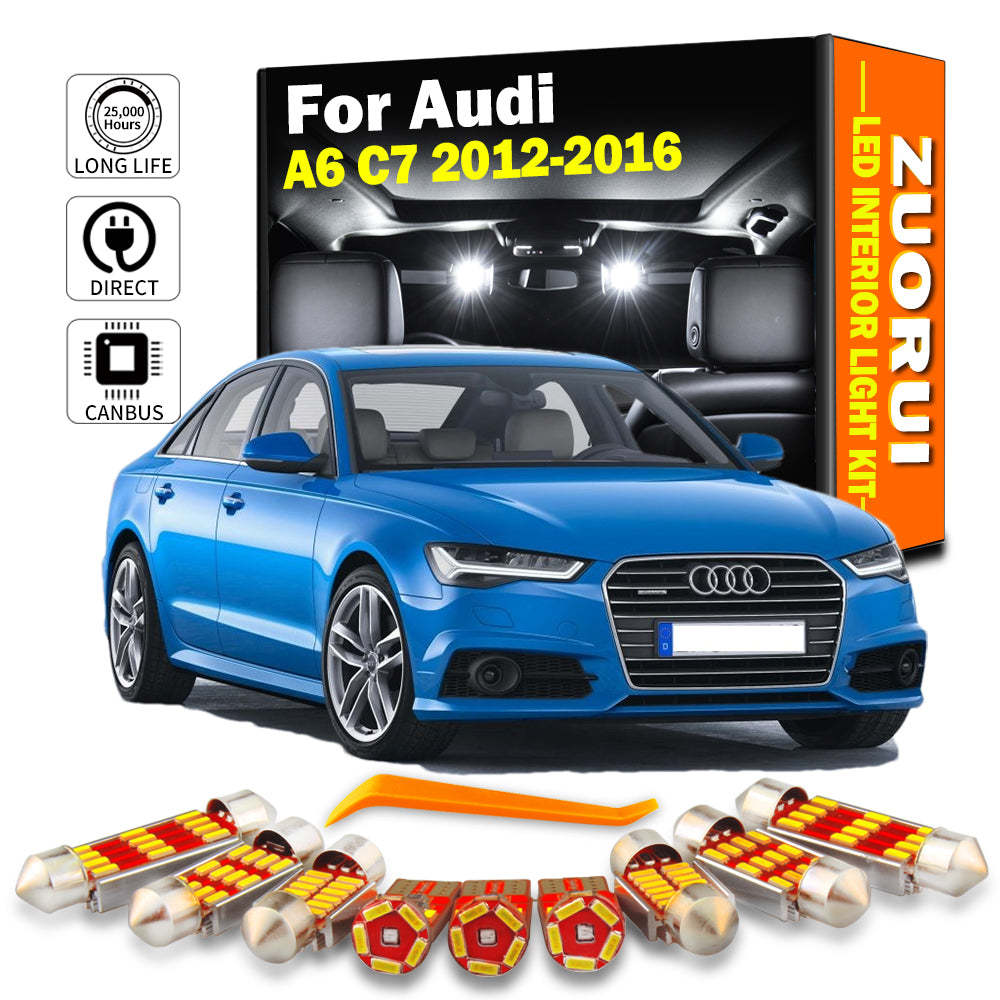 AutoGlowLED 12Pcs Canbus LED Interior Light Kit for Audi A6 C7 2012-2016