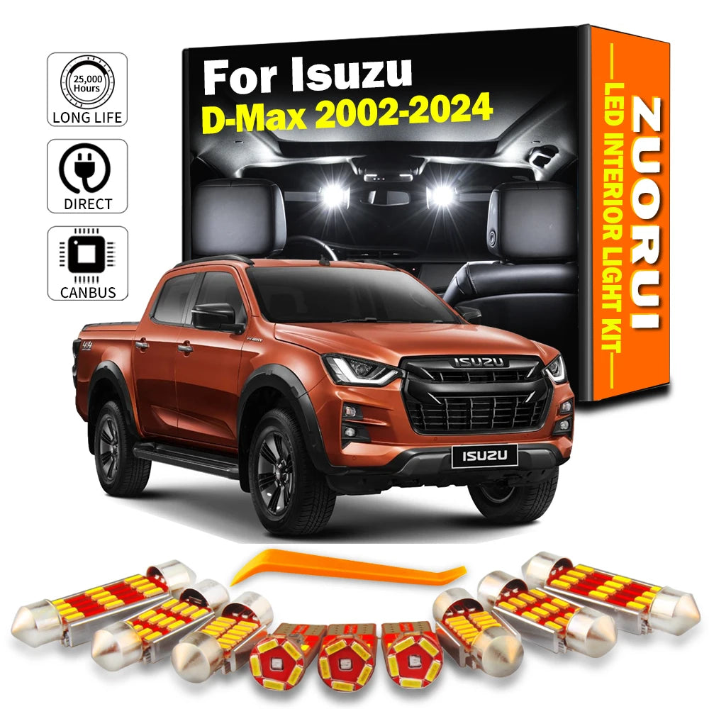 AutoGlowLED 8Pc LED Interior Light Kit for Isuzu D-Max 2002-2024