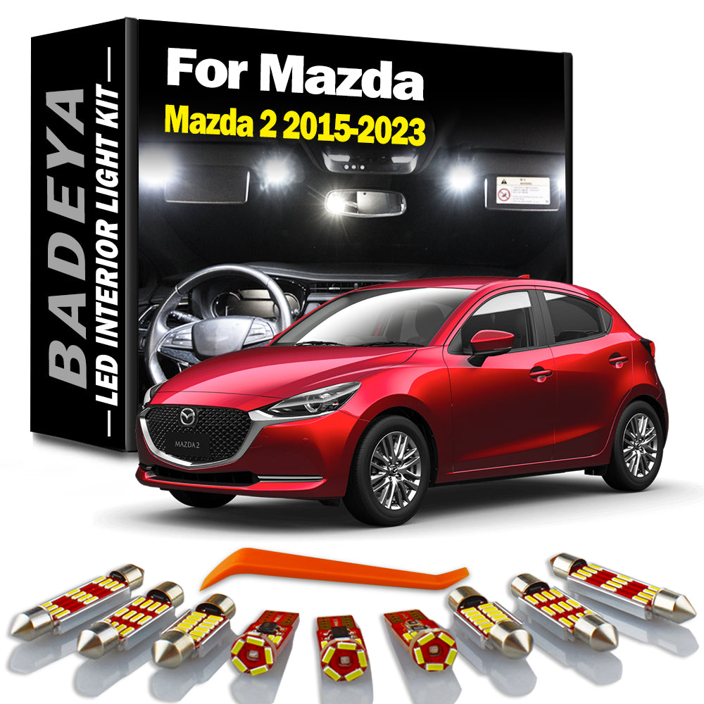 AutoGlowLED 8Pc LED Interior Light Kit for Mazda 2 (2015-2023)