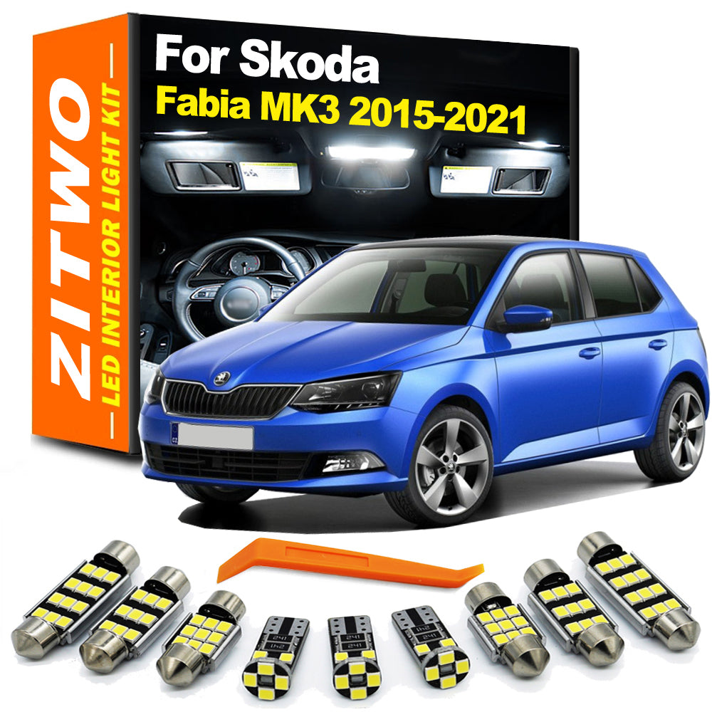 AutoGlowLED 11Pcs Canbus LED Interior Light Kit for Skoda Fabia 3 2015-2021