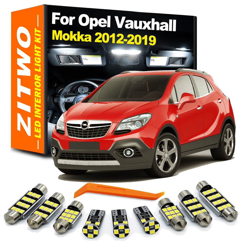 AutoGlowLED 12-Piece LED Interior Dome Map Light Kit for Opel Vauxhall Mokka X 2012-2019
