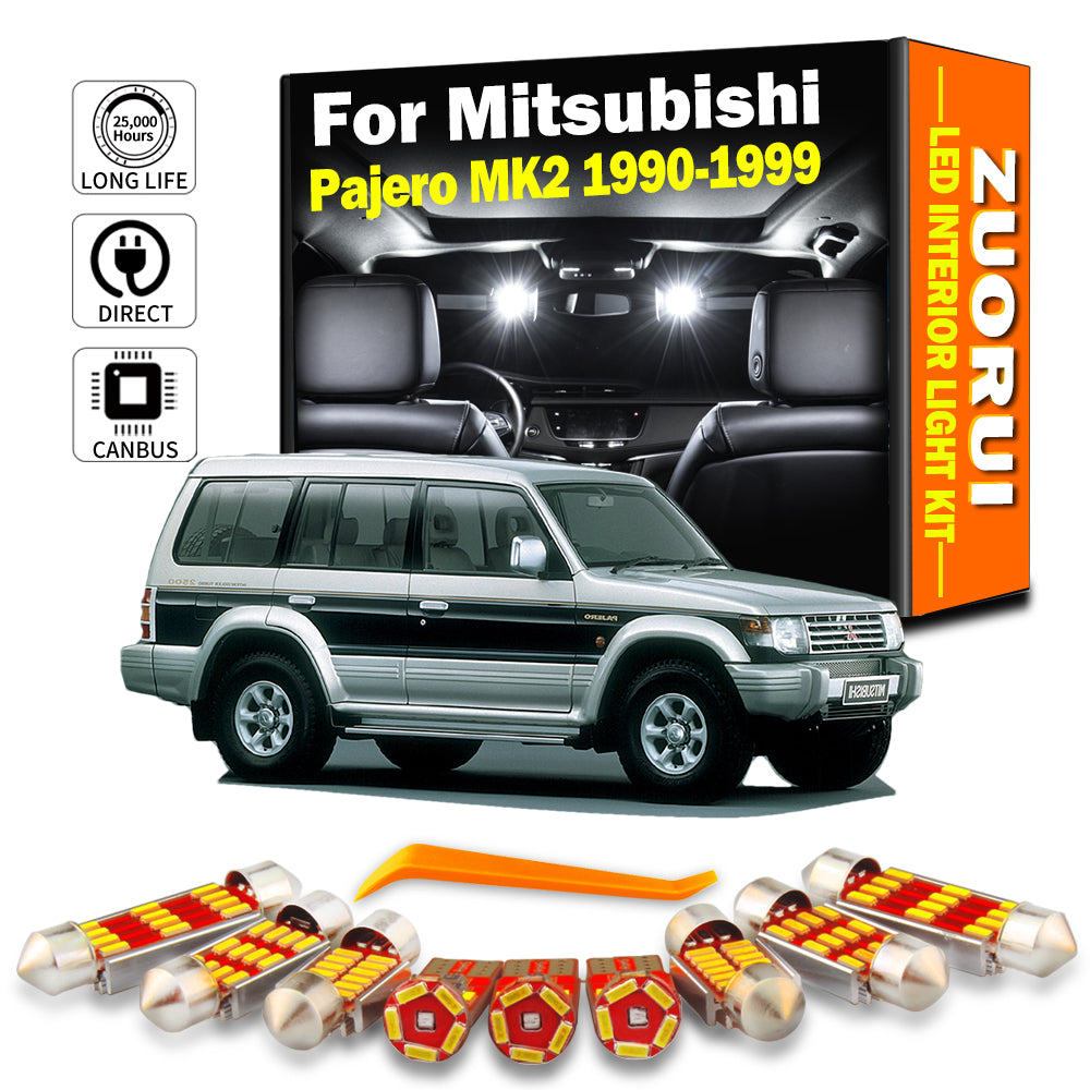 AutoGlowLED 13Pcs LED Interior Light Kit for Mitsubishi Pajero MK2 1990-1999 No Error