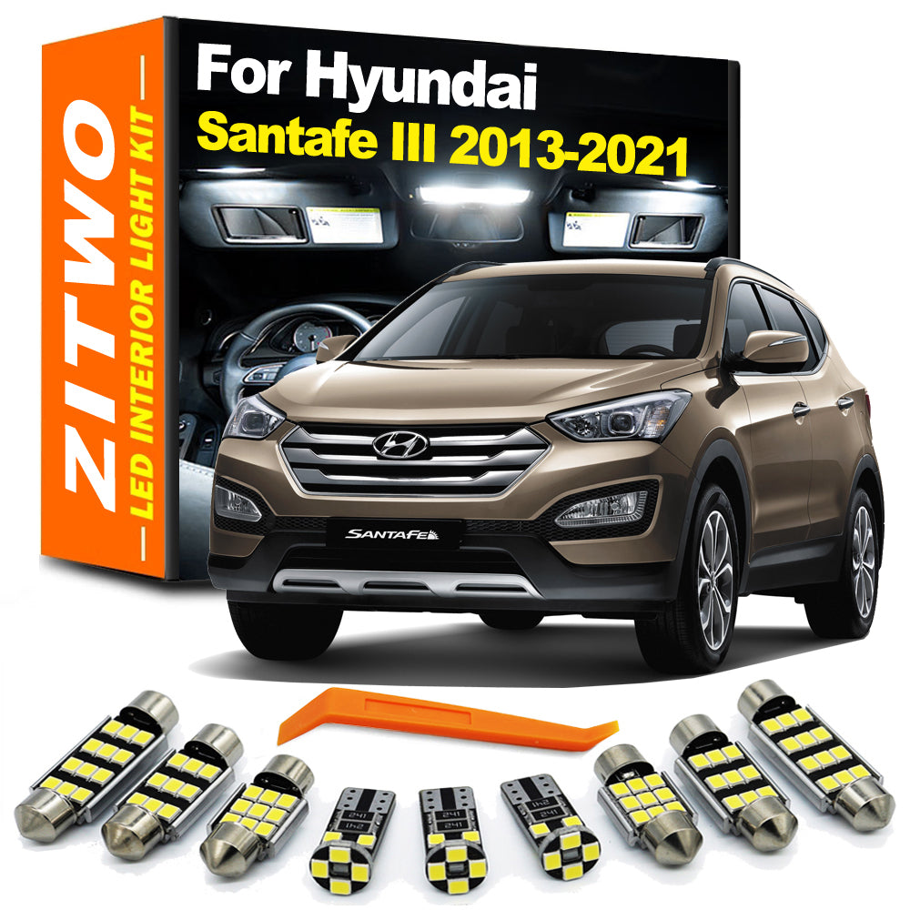 AutoGlowLED 9Pcs LED Interior Light Kit for Hyundai Santa Fe DM MK3 2013-2021
