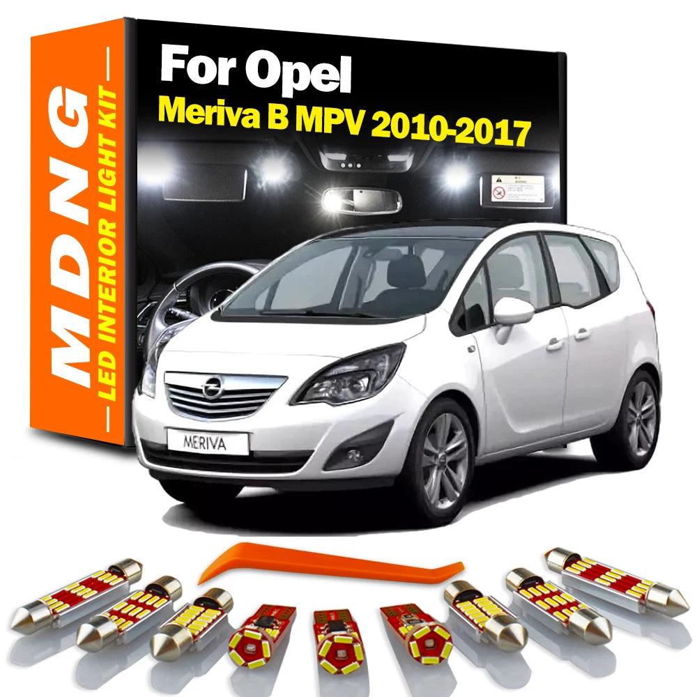AutoGlowLED 11Pcs Canbus LED Interior Light Kit for Vauxhall Opel Meriva B MPV 2010-2017 No Error