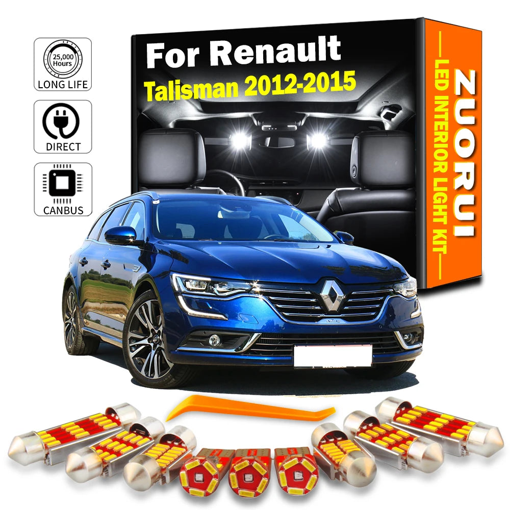 AutoGlowLED 17Pcs Canbus LED Interior Light Kit for Renault Talisman 2012-2015