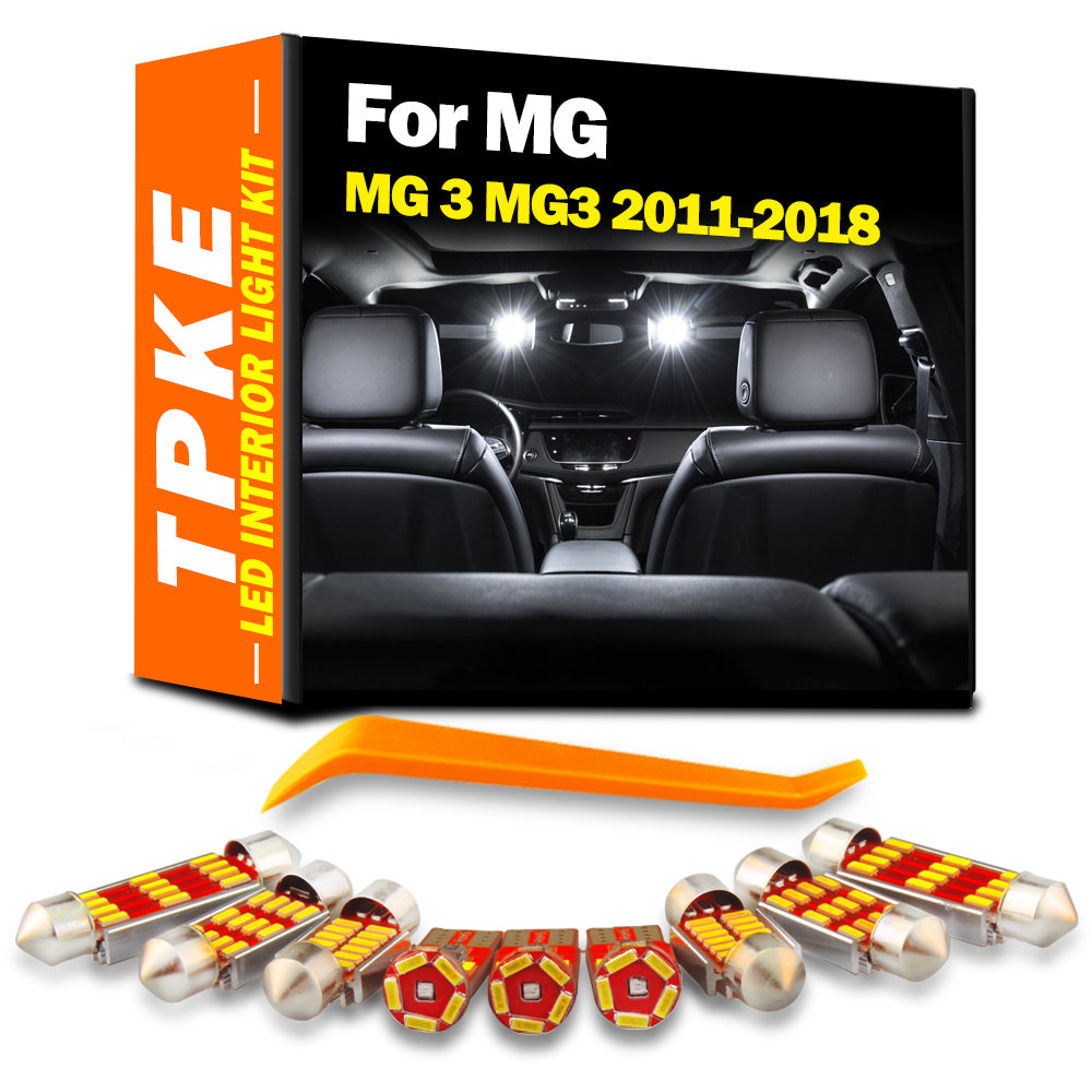 AutoGlowLED 6Pc LED Interior Light Kit for MG3 2011-2018 Map Dome Trunk