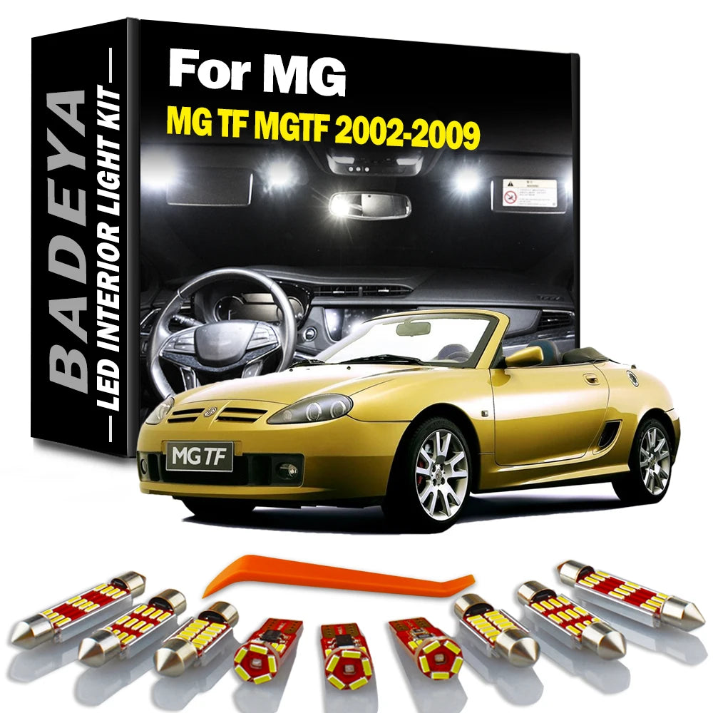 AutoGlowLED 9Pc LED Interior Light Kit for MG TF MGTF 2002-2009 Map Dome