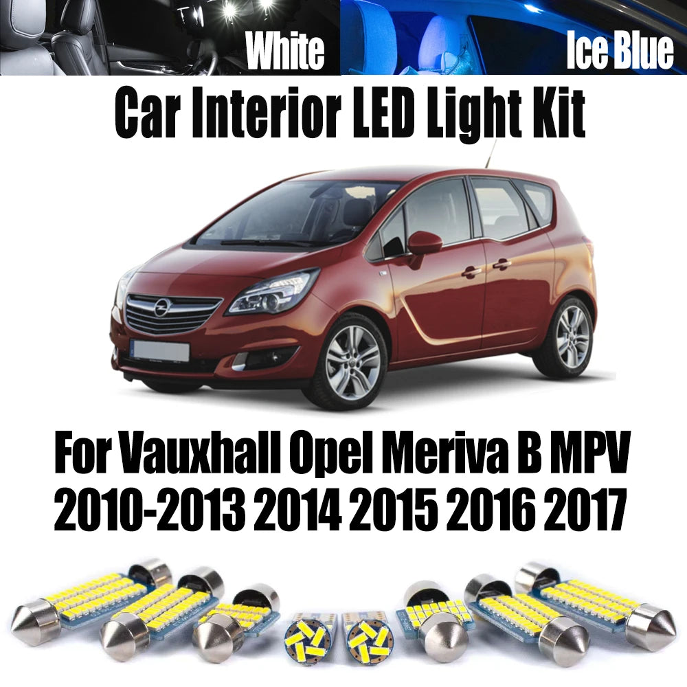 AutoGlowLED 11Pcs Canbus LED Interior Light Kit for Vauxhall Opel Meriva B MPV 2010-2017