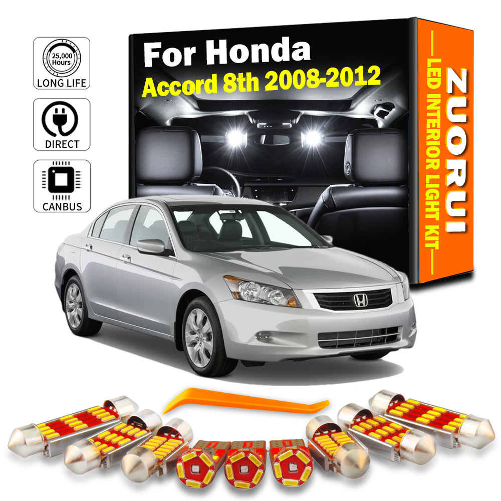 AutoGlowLED 17Pc Canbus LED Interior Light Kit for Honda Accord 8th Gen 2008-2012