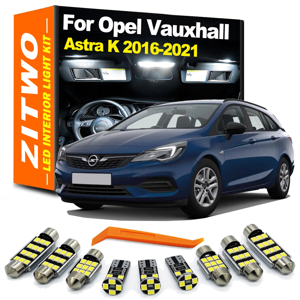 AutoGlowLED 13-Piece LED Interior Dome & Trunk Light Kit for Vauxhall Opel Holden Astra K 2016-2021