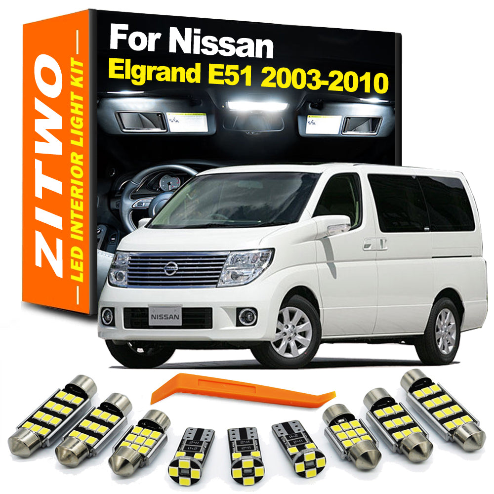 AutoGlowLED 15-Piece LED Interior Light Kit for Nissan Elgrand E51 2003-2010
