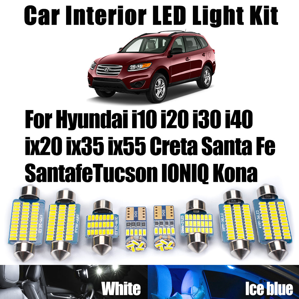 AutoGlowLED Interior LED Light Kit for Hyundai i10 i20 i30 i40 ix20 ix35 ix55 Creta Santa Fe Tucson IONIQ Kona
